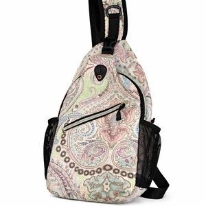 MOSISO Sling Backpack Travel Hiking Daypack Paisley Pattern Crossbody Bag